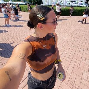 Red Brown and Black Mesh Crop Top